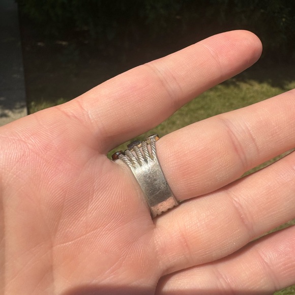 925 Sterling silver multi gemstone turquoise topaz and aquamarine  vintage ring - Picture 7 of 10